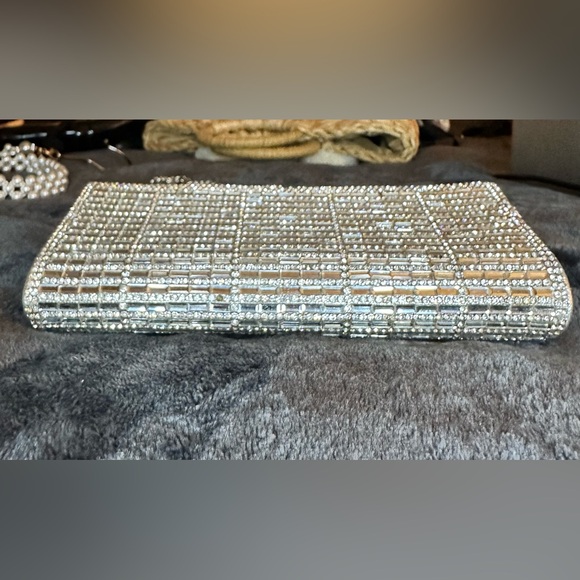 Starlet Silver Crystal Iridescent Evening Handbag with Chain - Picture 9 of 9